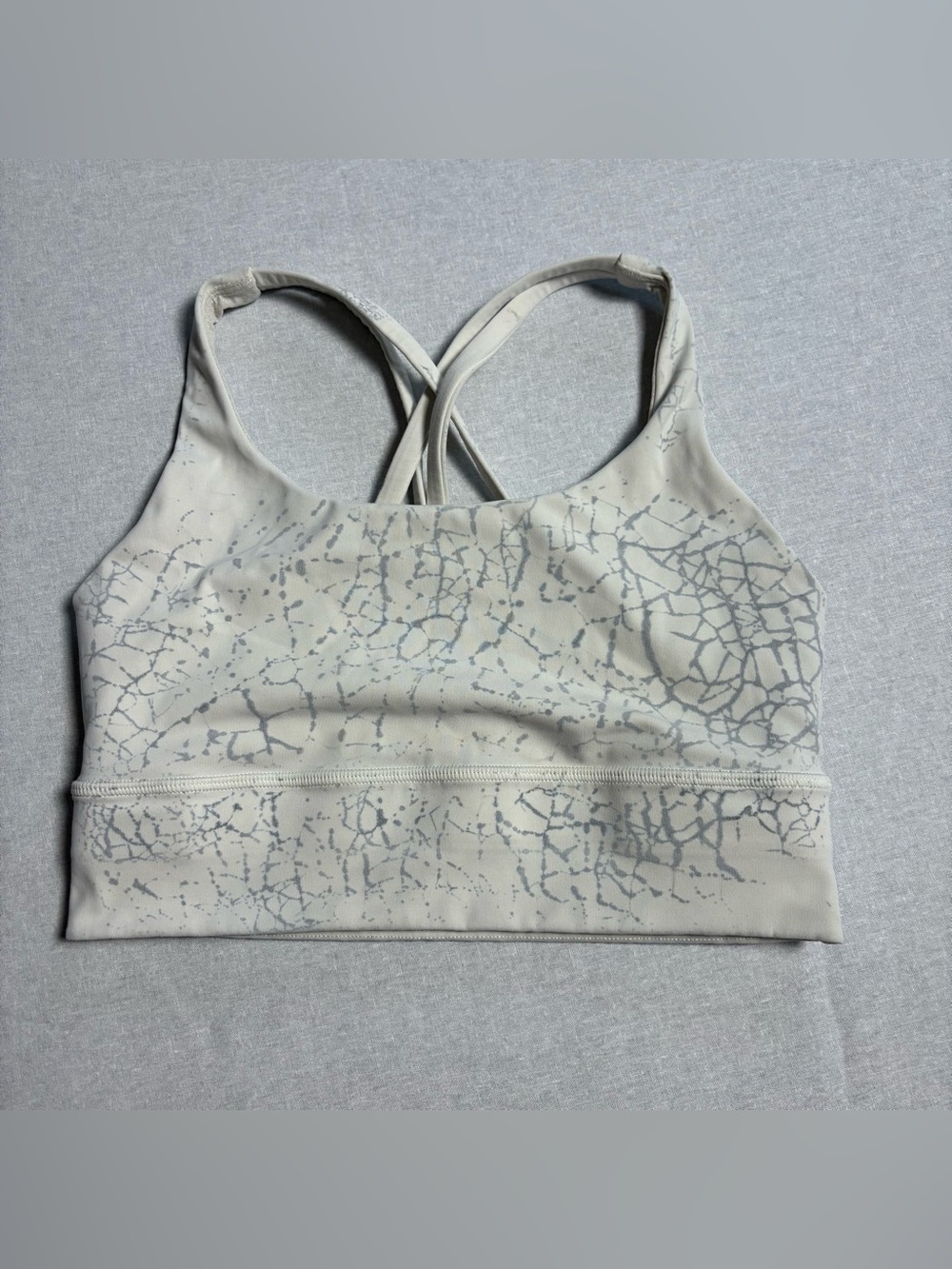 Lululemon Energy Longline Bra Size 4 Thread Dye White Black - Picture 4 of 5